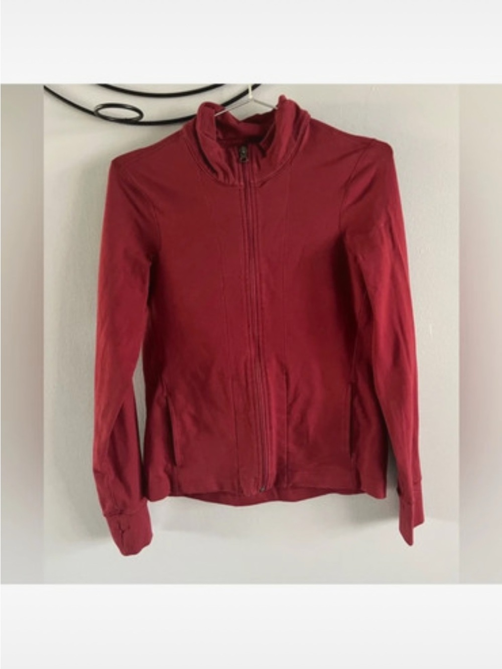 Pact Women's Deep Red Zip-Up Bomber Jacket
